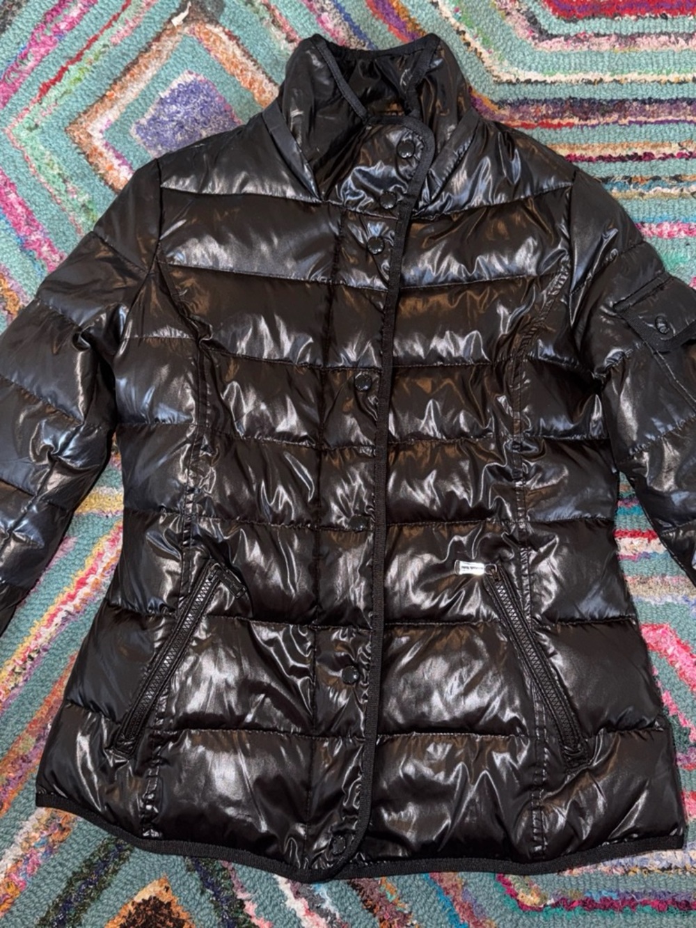 Michael Kors Glossy Black Quilted Puffer Jacket